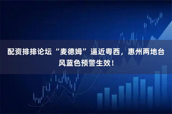 配资排排论坛 “麦德姆” 逼近粤西,惠州两地台风蓝色预警生效!